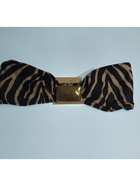 NWT SAME Los Angeles Pierced Bandeau Bikini Top Zebra Print Gold Hardware S